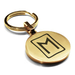 Stainless Steel Elder Futhark Ehwaz Rune Round Medallion Keychain