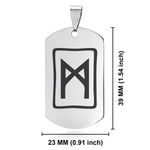 Stainless Steel Elder Futhark Mannaz Rune Dog Tag Keychain - Comfort Zone Studios