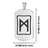 Stainless Steel Elder Futhark Mannaz Rune Dog Tag Keychain - Comfort Zone Studios