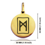Stainless Steel Elder Futhark Mannaz Rune Round Medallion Pendant