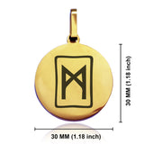 Stainless Steel Elder Futhark Mannaz Rune Round Medallion Pendant