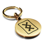 Stainless Steel Elder Futhark Inguz Rune Round Medallion Keychain