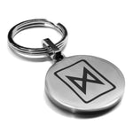 Stainless Steel Elder Futhark Degaz Rune Round Medallion Keychain