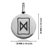 Stainless Steel Elder Futhark Degaz Rune Round Medallion Pendant