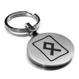 Stainless Steel Elder Futhark Othala Rune Round Medallion Keychain