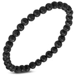 Natural Midnight Black Coral Molten Lava Rock Stone Beads Stretch Bracelet - Comfort Zone Studios