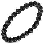 Natural Midnight Black Coral Molten Lava Rock Stone Beads Stretch Bracelet - Comfort Zone Studios