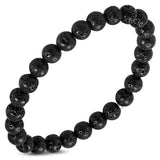 Natural Midnight Black Coral Molten Lava Rock Stone Beads Stretch Bracelet - Comfort Zone Studios