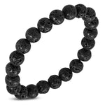 Natural Midnight Black Coral Molten Lava Rock Stone Beads Stretch Bracelet - Comfort Zone Studios