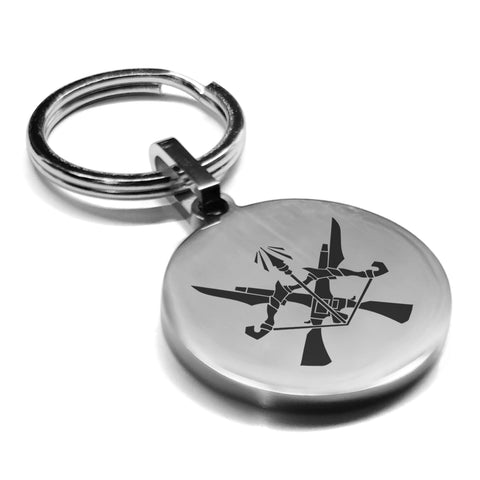 Stainless Steel Marksman Fantasy Class Round Medallion Keychain