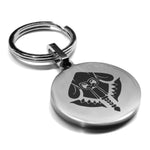 Stainless Steel Mercenary Fantasy Class Round Medallion Keychain