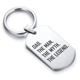 Stainless Steel Dad the Man Myth Legend Dog Tag Keychain - Comfort Zone Studios