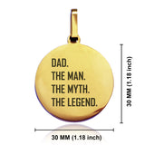 Stainless Steel Dad the Man Myth Legend Round Medallion Pendant