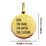 Stainless Steel Dad the Man Myth Legend Round Medallion Keychain