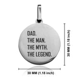 Stainless Steel Dad the Man Myth Legend Round Medallion Pendant