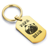 Stainless Steel Papa Bear Dog Tag Keychain - Comfort Zone Studios