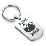 Stainless Steel Papa Bear Dog Tag Keychain - Comfort Zone Studios