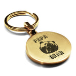 Stainless Steel Papa Bear Round Medallion Keychain