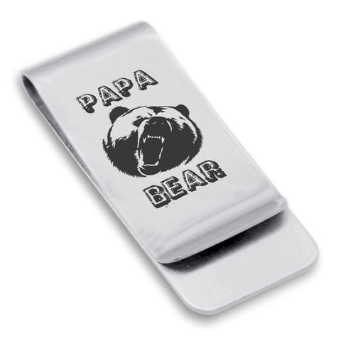 Stainless Steel Papa Bear Classic Slim Money Clip