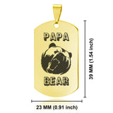 Stainless Steel Papa Bear Dog Tag Keychain - Comfort Zone Studios