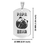 Stainless Steel Papa Bear Dog Tag Pendant - Comfort Zone Studios