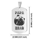 Stainless Steel Papa Bear Dog Tag Pendant - Comfort Zone Studios