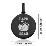 Stainless Steel Papa Bear Round Medallion Keychain