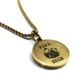 Stainless Steel Papa Bear Round Medallion Pendant