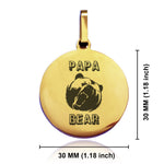 Stainless Steel Papa Bear Round Medallion Keychain