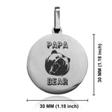 Stainless Steel Papa Bear Round Medallion Keychain