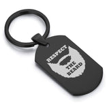 Stainless Steel Respect the Beard Dog Tag Keychain - Comfort Zone Studios