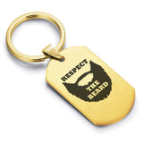 Stainless Steel Respect the Beard Dog Tag Keychain - Comfort Zone Studios