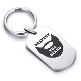 Stainless Steel Respect the Beard Dog Tag Keychain - Comfort Zone Studios