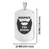 Stainless Steel Respect the Beard Dog Tag Pendant - Comfort Zone Studios