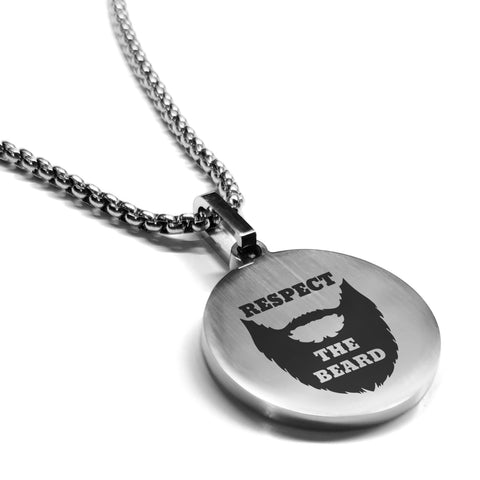 Stainless Steel Respect the Beard Round Medallion Pendant