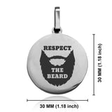 Stainless Steel Respect the Beard Round Medallion Keychain