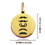Stainless Steel Mustache Dad Round Medallion Keychain