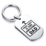 Stainless Steel Awesome Dad Dog Tag Keychain - Comfort Zone Studios