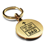 Stainless Steel Awesome Dad Round Medallion Keychain