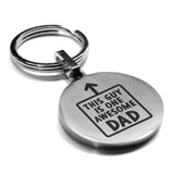 Stainless Steel Awesome Dad Round Medallion Keychain