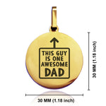 Stainless Steel Awesome Dad Round Medallion Keychain