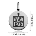 Stainless Steel Awesome Dad Round Medallion Keychain