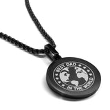 Stainless Steel World's Best Dad Round Medallion Pendant