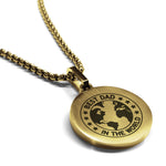 Stainless Steel World's Best Dad Round Medallion Pendant