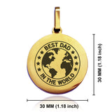 Stainless Steel World's Best Dad Round Medallion Keychain