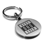 Stainless Steel Best Dad Ever Round Medallion Keychain