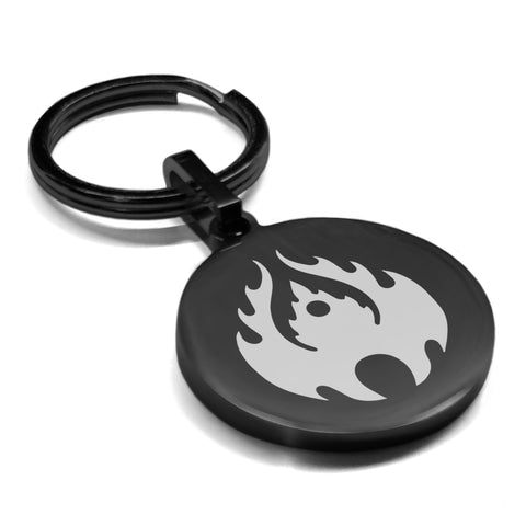 Stainless Steel Fire Element Round Medallion Keychain