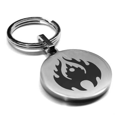 Stainless Steel Fire Element Round Medallion Keychain