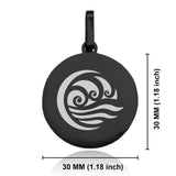 Stainless Steel Water Element Round Medallion Keychain