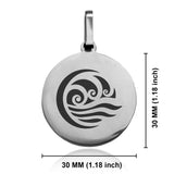 Stainless Steel Water Element Round Medallion Keychain